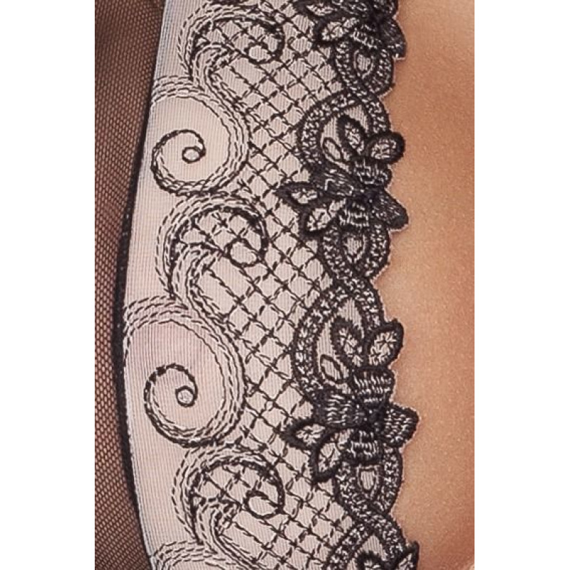 Прозорий пенюар BRASILIANA PEIGNOIR black S/M - Passion Exclusive, трусики