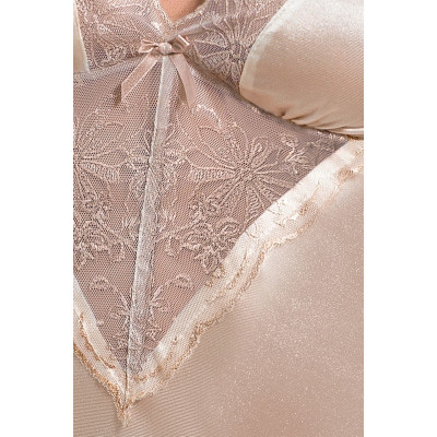 Сорочка приталена з чашечками LOTUS CHEMISE cream S/M - Passion Exclusive, трусики