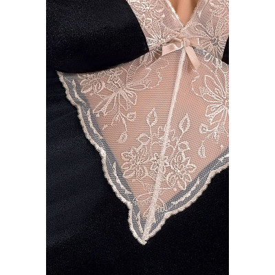 Сорочка приталена з чашечками LOTUS CHEMISE black XXL/XXXL - Passion Exclusive, трусики