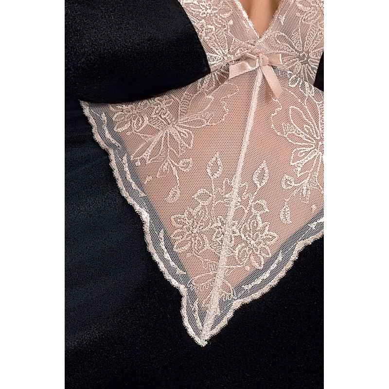 Сорочка приталена з чашечками LOTUS CHEMISE black XXL/XXXL - Passion Exclusive, трусики