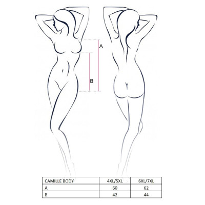 Еротичне боді монокіні CAMILLE BODY black 6XL/7XL - Passion