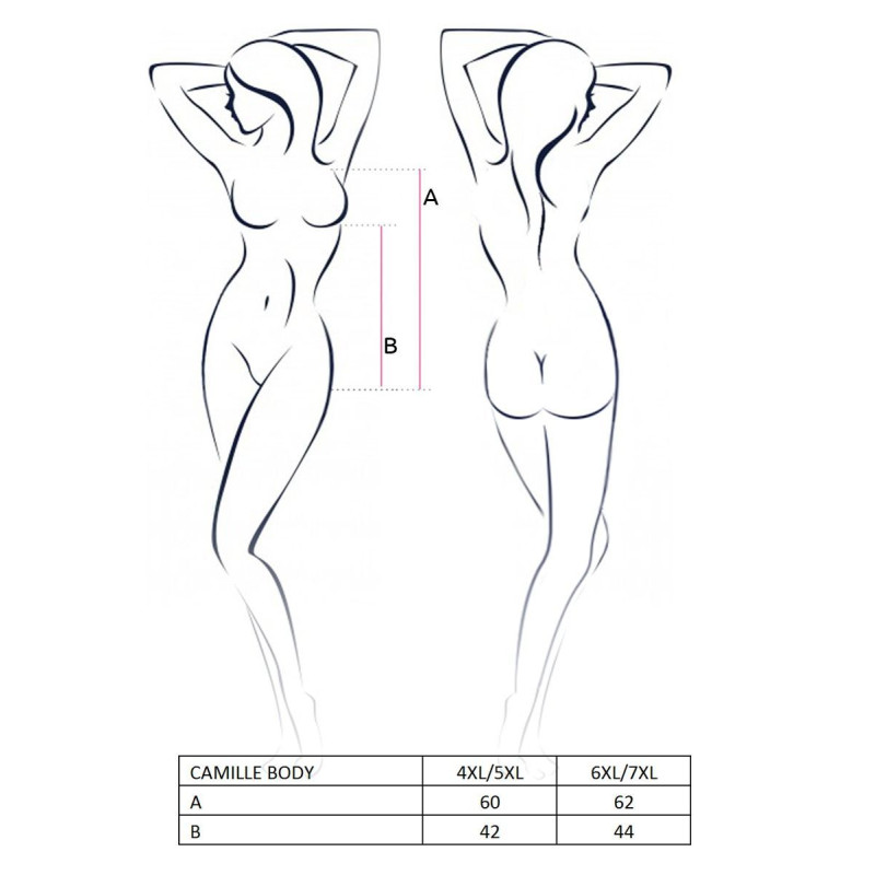 Еротичне боді монокіні CAMILLE BODY black 4XL/5XL - Passion