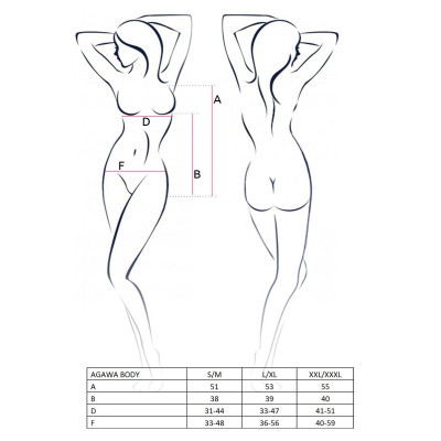 Еротичне боді монокіні AGAWA BODY black XXL/XXXL - Passion Exclusive