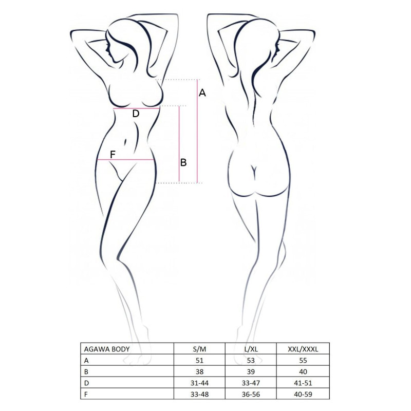 Еротичне боді монокіні AGAWA BODY black XXL/XXXL - Passion Exclusive