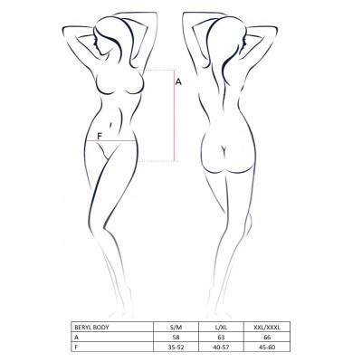 Еротичне боді монокіні BERYL BODY black L/XL - Passion
