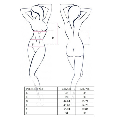 Корсет з пажами EVANE CORSET red 6XL/7XL - Passion, шнурівка, трусики
