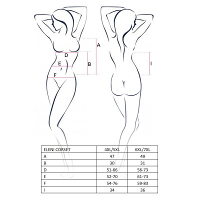 Корсет з пажами ELENI CORSET white 6XL/7XL - Passion, трусики
