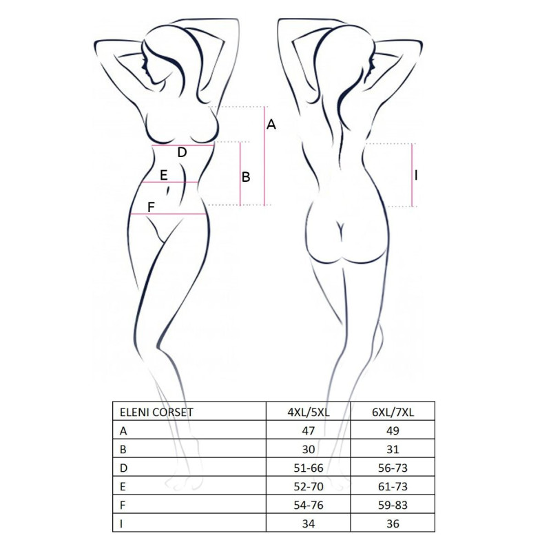 Корсет з пажами ELENI CORSET white 6XL/7XL - Passion, трусики