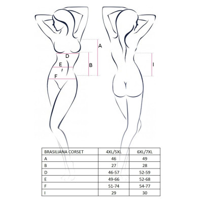 Корсет з пажами BRASILIANA CORSET black 6XL/7XL - Passion, стрінги