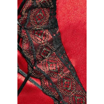 Корсет з пажами EVANE CORSET red 6XL/7XL - Passion, шнурівка, трусики