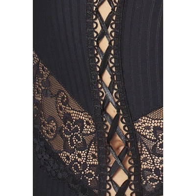 Корсет з пажами ZOJA CORSET black 6XL/7XL - Passion, трусики, шнурівка