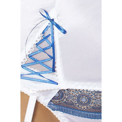 Корсет з пажами ELENI CORSET white 6XL/7XL - Passion, трусики