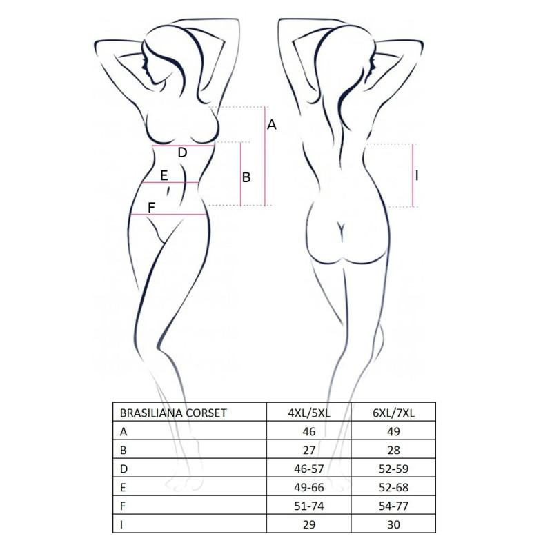 Корсет з пажами BRASILIANA CORSET black 6XL/7XL - Passion, стрінги