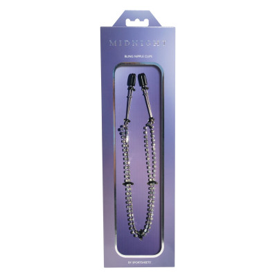 Прикраса ланцюжок з зажимами для сосків Sportsheets Midnight Bling Nipple Clips
