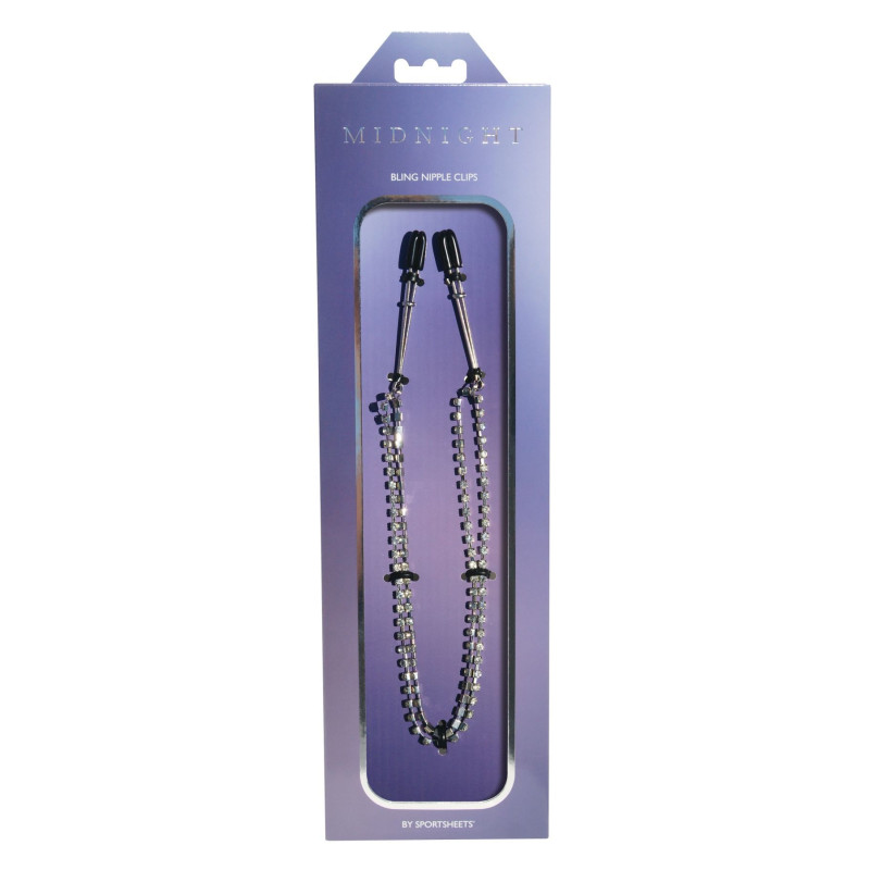 Прикраса ланцюжок з зажимами для сосків Sportsheets Midnight Bling Nipple Clips