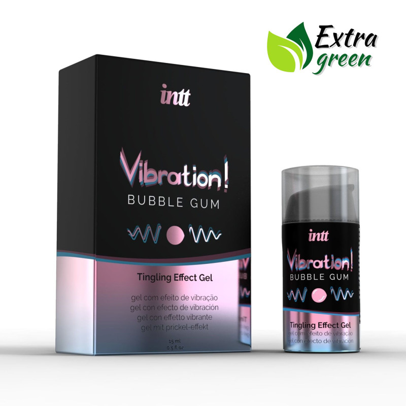 Рідкий вібратор Intt Vibration Bubble Gum Жуйка (15 мл) EXTRA GREEN, їстівний, зігріваючий ефект