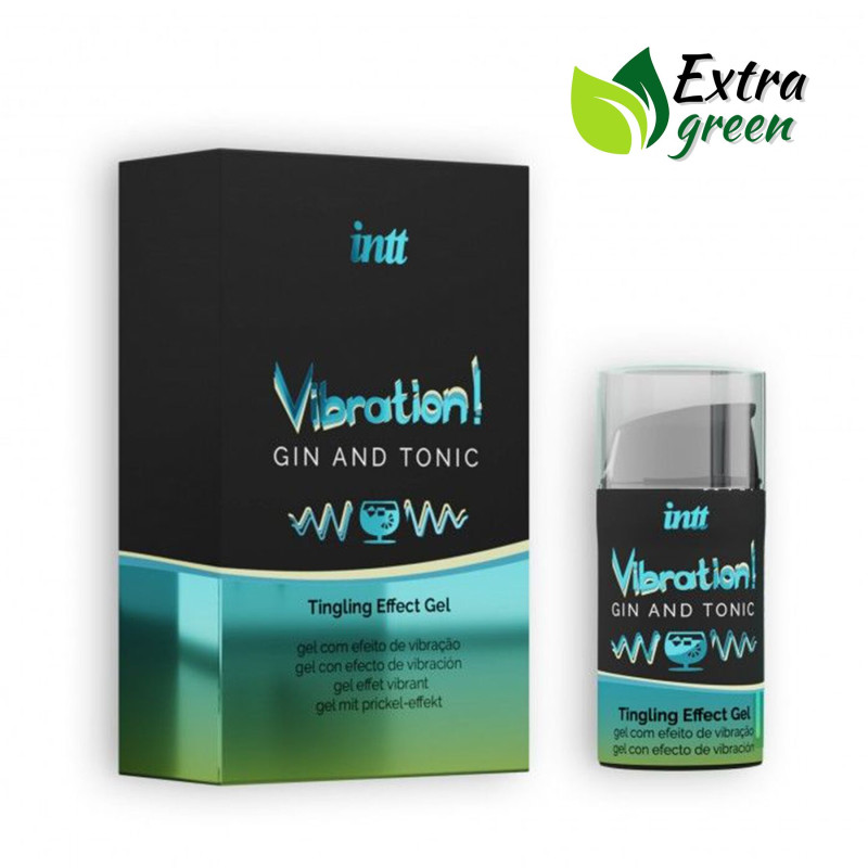 Рідкий вібратор Intt Vibration Джин Тонік (15 мл) EXTRA GREEN, їстівний, зігріваючий ефект
