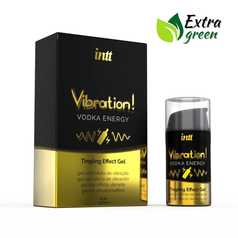 Рідкий вібратор Intt Vibration Алкогольний енергетик (15 мл) EXTRA GREEN, їстівний, зігріваючий ефект
