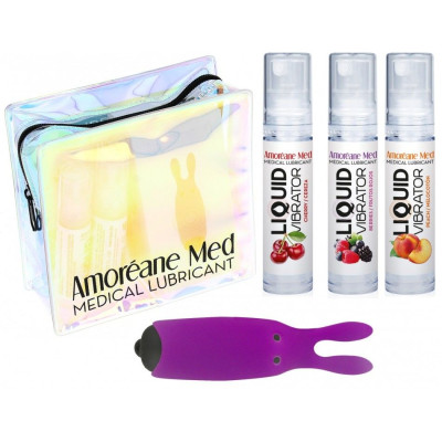 Набір з лубрикантів Amoreane Med (3х10мл) та вібропулі Adrien Lastic Purple