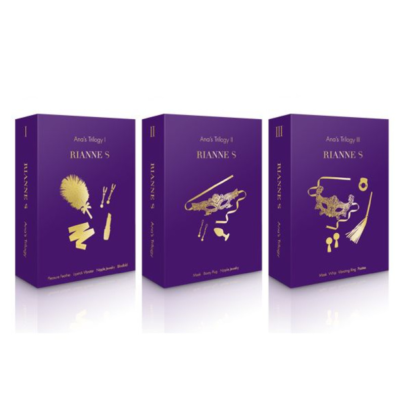 Подарунковий набір RIANNE S Ana's Trilogy Set I: помада-вібратор, пір'їнка, затискачі для сосків, пов'язка