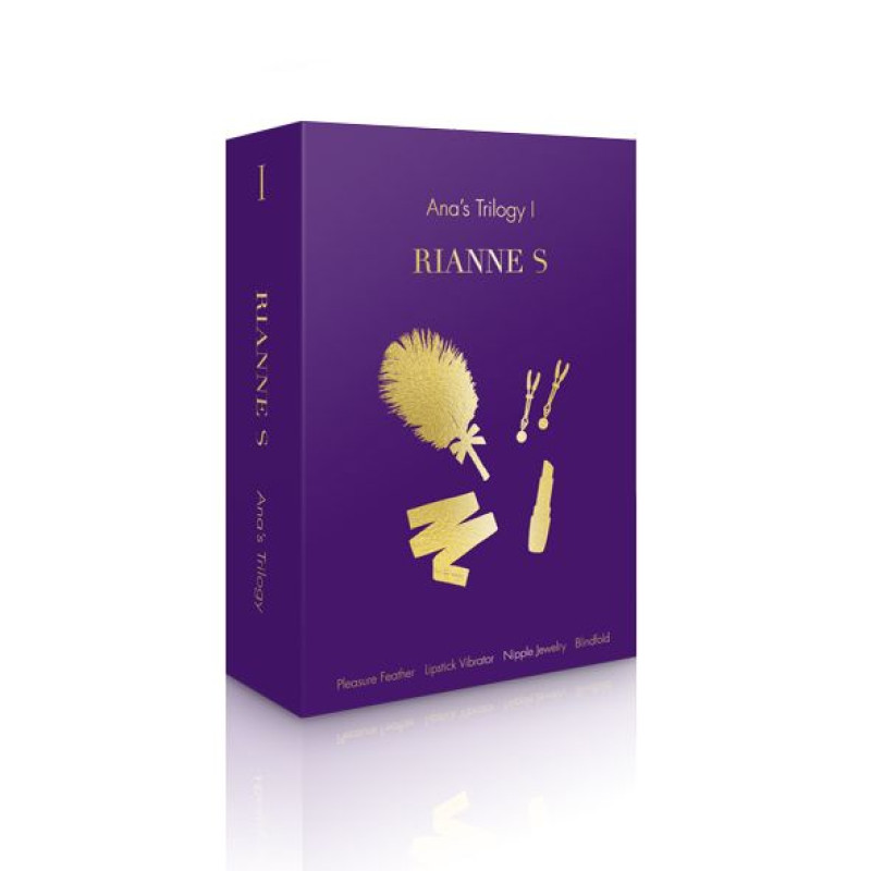 Подарунковий набір RIANNE S Ana's Trilogy Set I: помада-вібратор, пір'їнка, затискачі для сосків, пов'язка