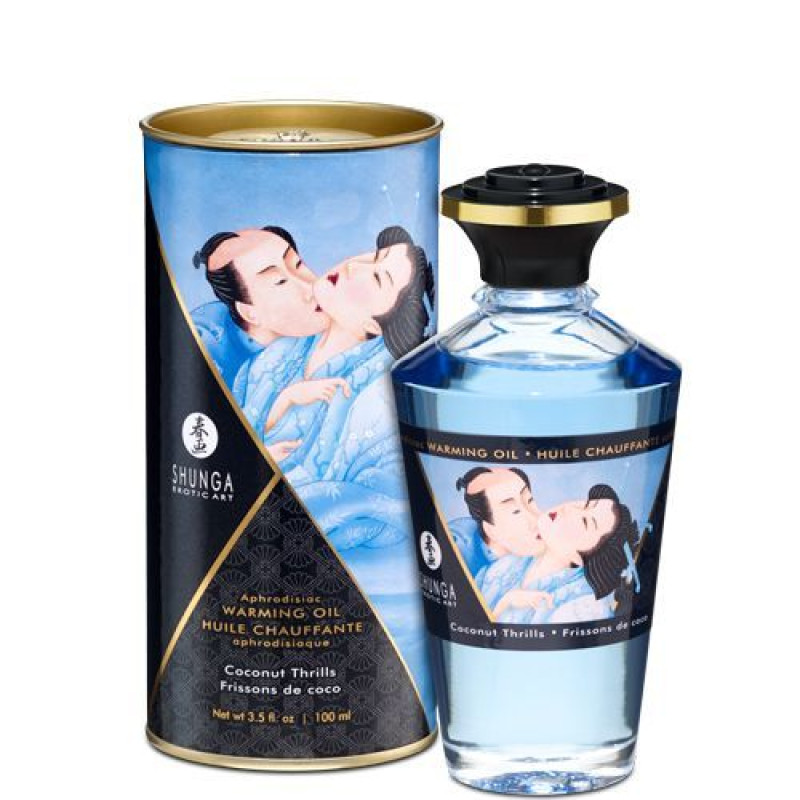 Їстівне розігріваюче масло Shunga Aphrodisiac Warming Oil - Кокос (100 мл) без цукру