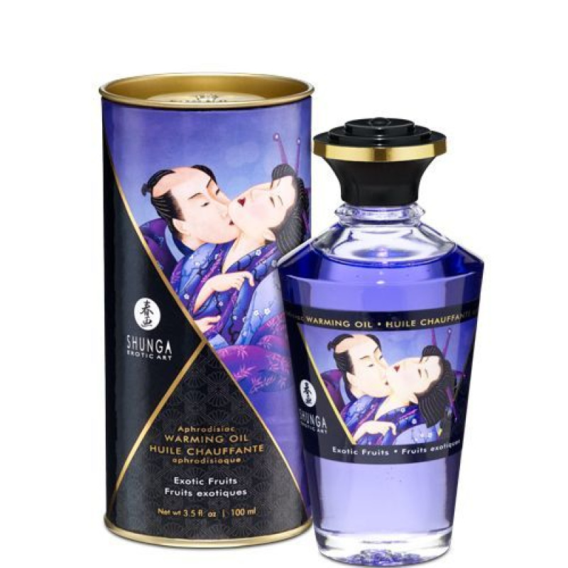 Їстівне розігріваюче масло Shunga Aphrodisiac Warming Oil - Екзотичні Фрукти (100 мл) без цукру