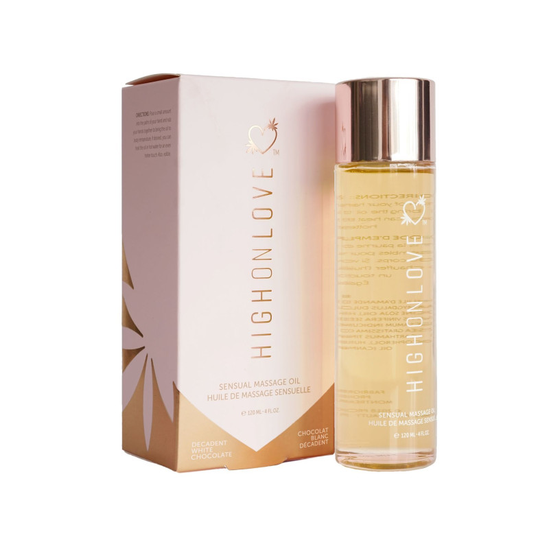 Масажне масло HighOnLove Massage Oil - Decadent White Шоколад (120 мл) з маслом насіння конопель