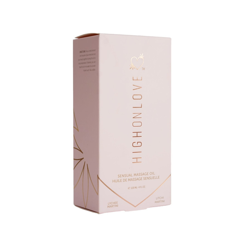 Масажне масло HighOnLove Massage Oil - Lychee Martini (120 мл) з маслом насіння конопель
