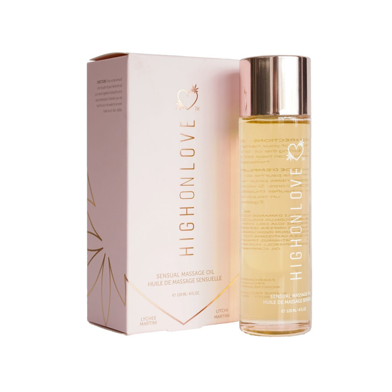 Масажне масло HighOnLove Massage Oil - Lychee Martini (120 мл) з маслом насіння конопель