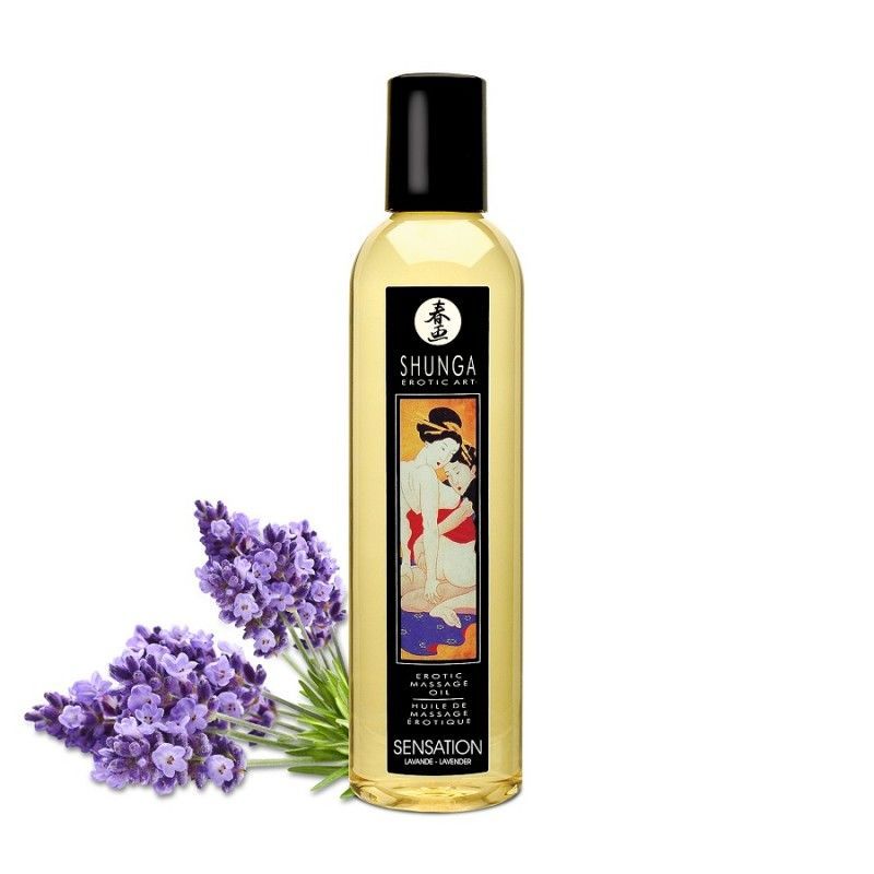 Масажне масло Shunga Sensation - Лаванда (250 мл) натуральне зволоження