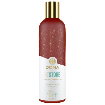 Натуральне масажне масло DONA Restore - Peppermint & Eucalyptus 120мл (термін придатності до 11.21)