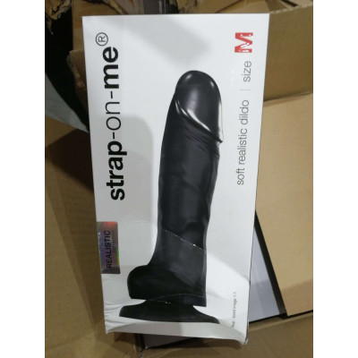 Реалистичный фаллоимитатор Strap-On-Me SOFT REALISTIC DILDO Black - Size M (мятая упаковка)