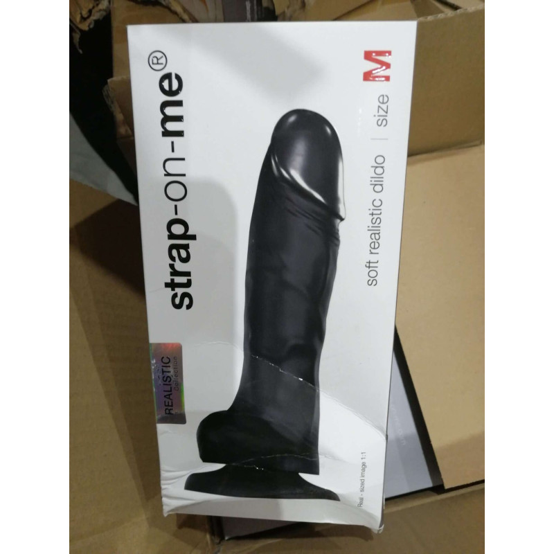 Реалистичный фаллоимитатор Strap-On-Me SOFT REALISTIC DILDO Black - Size M (мятая упаковка)