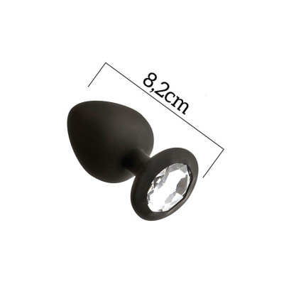 Анальна пробка із кристалом MAI Attraction Toys №48 Black (м'ята упаковка)