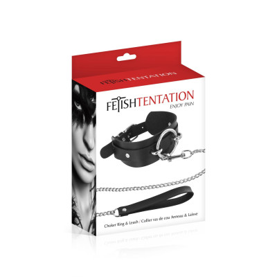 Нашийник з великим кільцем і з повідцем Fetish Tentation Ring and Leash (пом'ята упаковка)