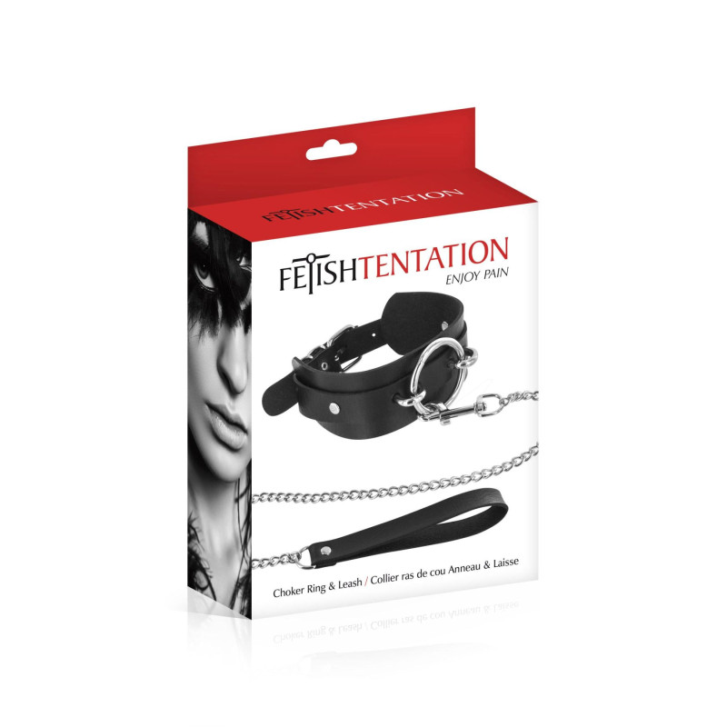 Нашийник з великим кільцем і з повідцем Fetish Tentation Ring and Leash (пом'ята упаковка)