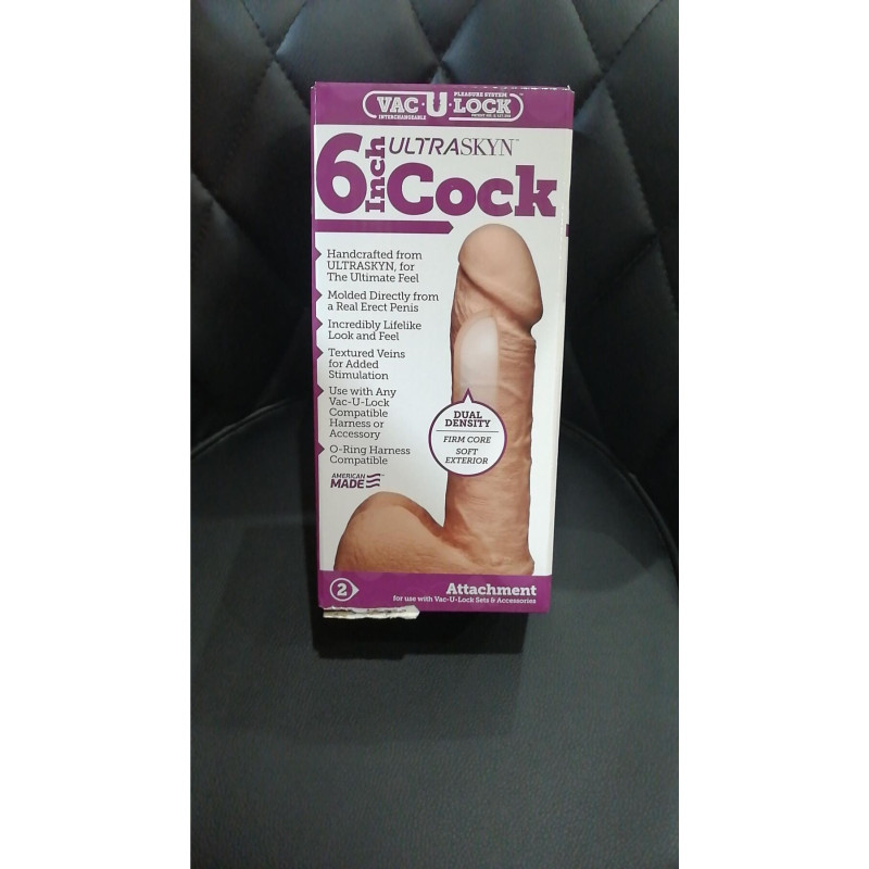 Фалоімітатор Doc Johnson Vac-U-Lock - 6 Inch ULTRASKYN Cock White, діаметр 4,3см (пом'ята упаковка)