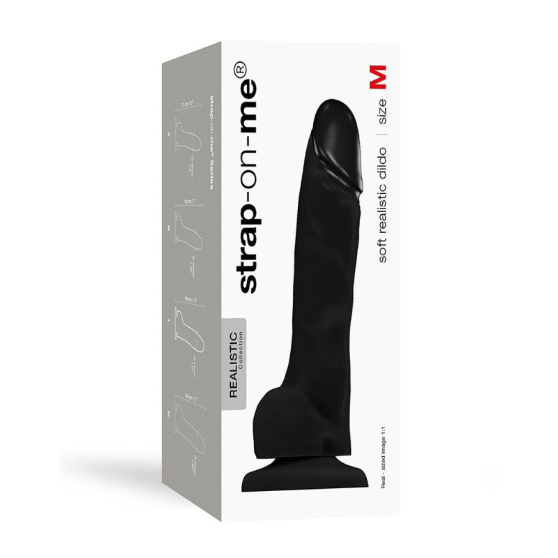 Реалистичный фаллоимитатор Strap-On-Me SOFT REALISTIC DILDO Black - Size M (мятая упаковка)