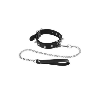 Нашийник з шипами і з повідцем Fetish Tentation Spikes and Leash (пом'ята упаковка)
