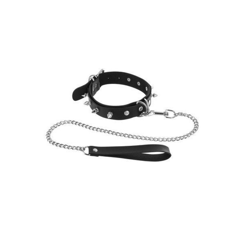 Нашийник з шипами і з повідцем Fetish Tentation Spikes and Leash (пом'ята упаковка)