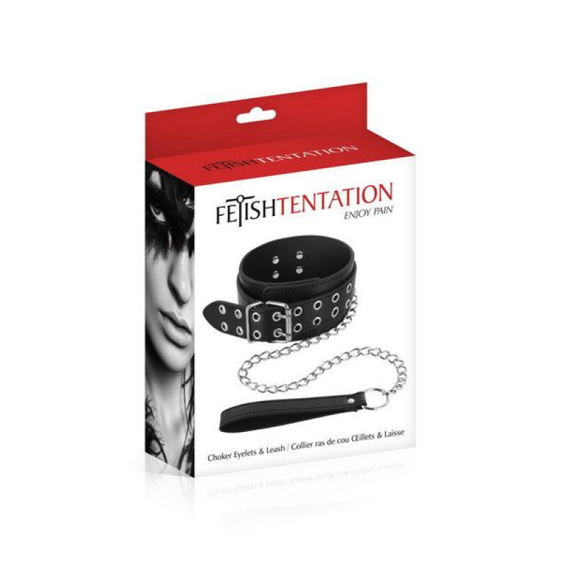 Нашийник з повідцем Fetish Tentation Eyalets and Leash (пом'ята упаковка)