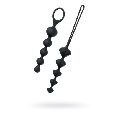 Набір анальних бус Satisfyer Beads Black, силікон, макс. діаметр 3,3см і 3,5 см