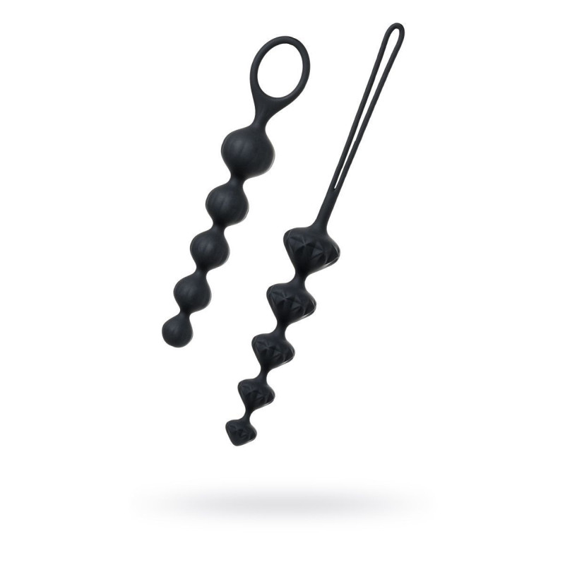 Набір анальних бус Satisfyer Beads Black, силікон, макс. діаметр 3,3см і 3,5 см
