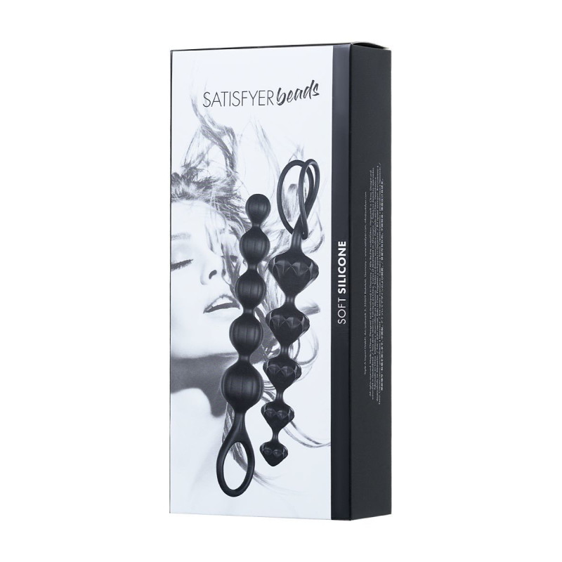 Набір анальних бус Satisfyer Beads Black, силікон, макс. діаметр 3,3см і 3,5 см