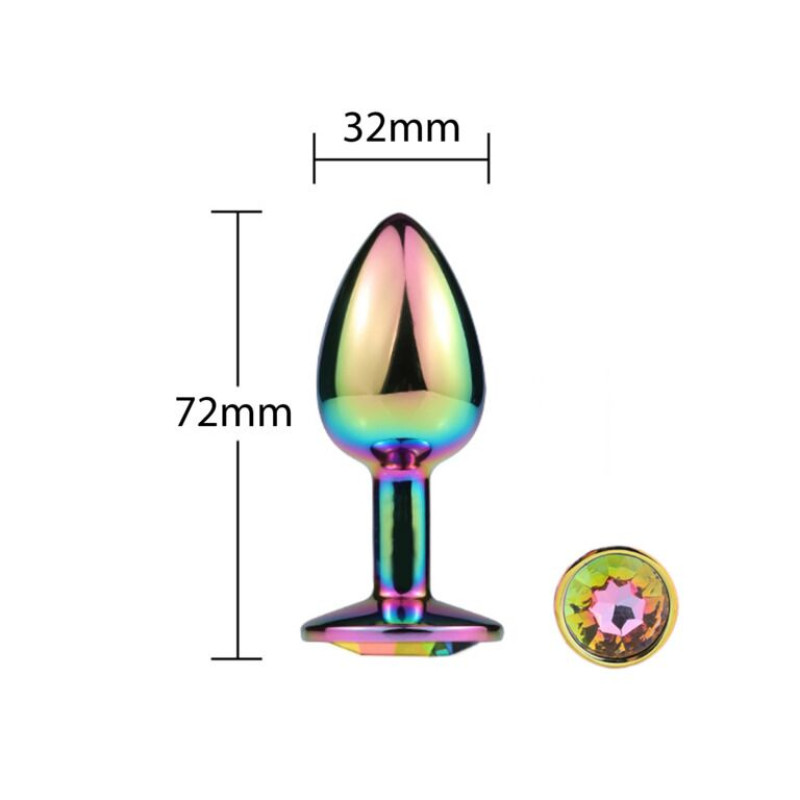 Металева анальна пробка MAI Attraction Toys №72 RAINBOW (діаметр 3.2 см)