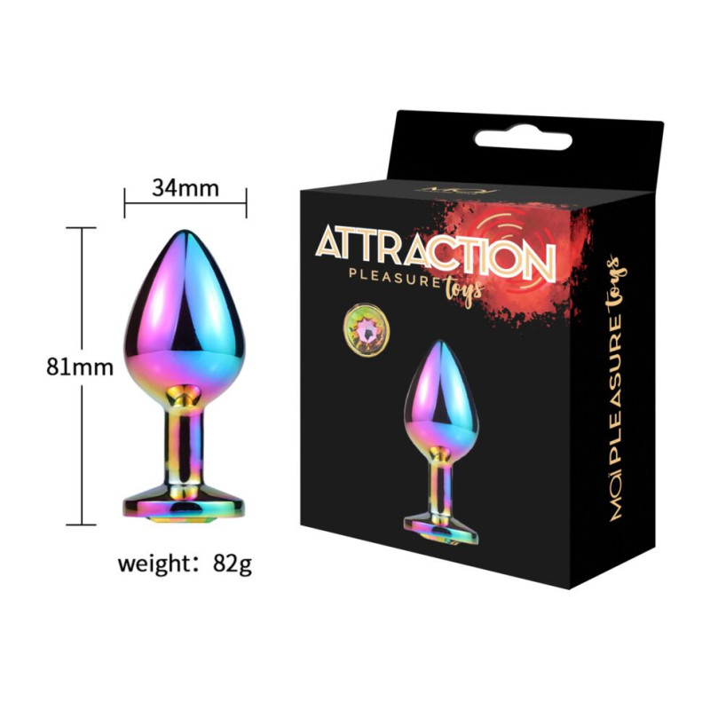 Металева анальна пробка MAI Attraction Toys №73 RAINBOW (діаметр 3.5 см)
