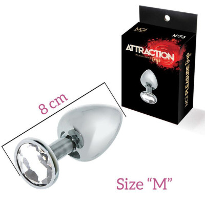 Анальна пробка з кристалом MAI Attraction Toys №73, довжина 8см, діаметр 3 см