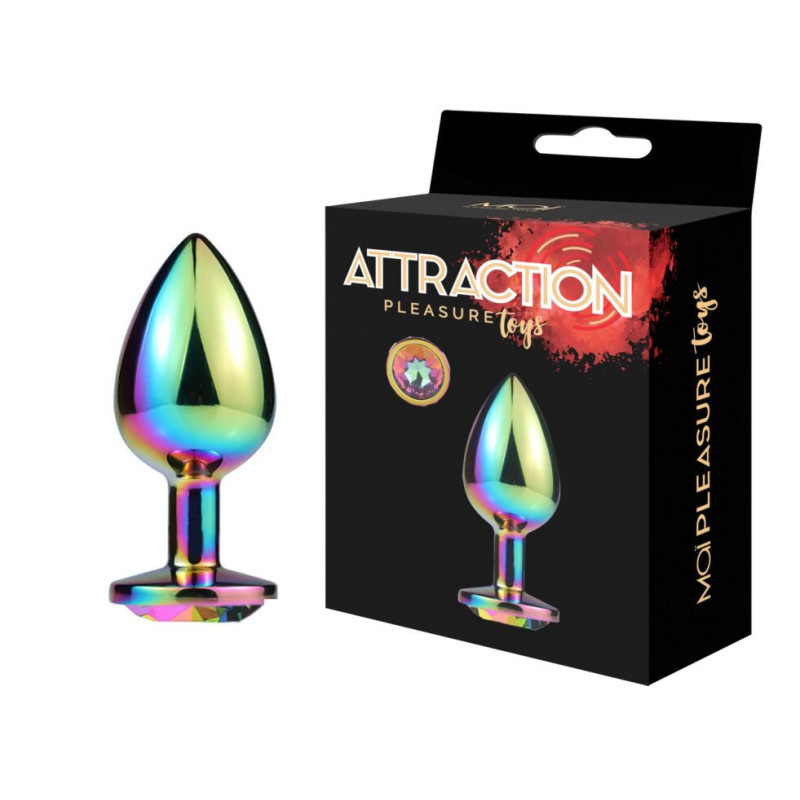 Металева анальна пробка MAI Attraction Toys №74 RAINBOW (діаметр 4 см)