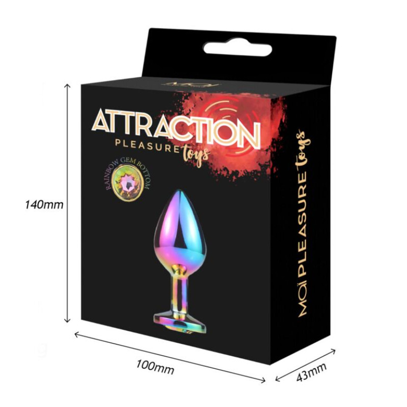 Металева анальна пробка MAI Attraction Toys №73 RAINBOW (діаметр 3.5 см)